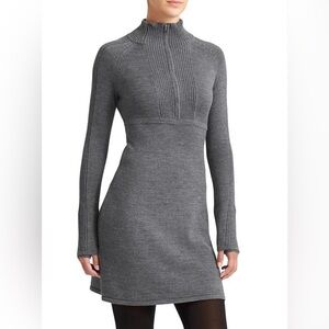Athleta | Ribbed Knit 1/4 Zip Mock Neck Sweater Dress